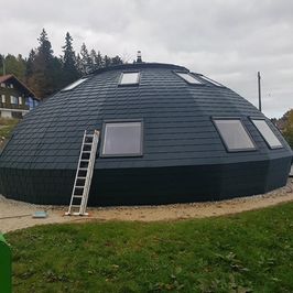 Couverture sur toits ronds